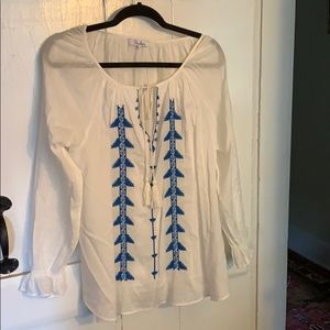 Parker embroidered front peasant blouse